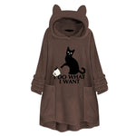 Fleece™ - I Do What I Want Fluffy Fleece Oversize Hoodie With Cat Ears