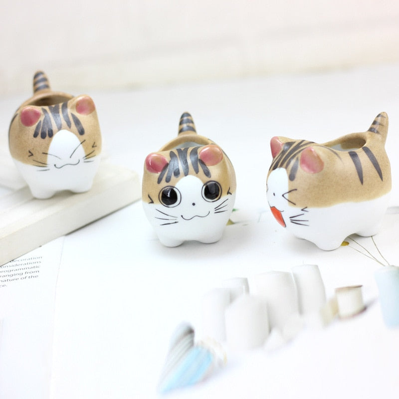 Mini Cat Ceramic Flower Pot