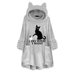 Fleece™ - I Do What I Want Fluffy Fleece Oversize Hoodie With Cat Ears