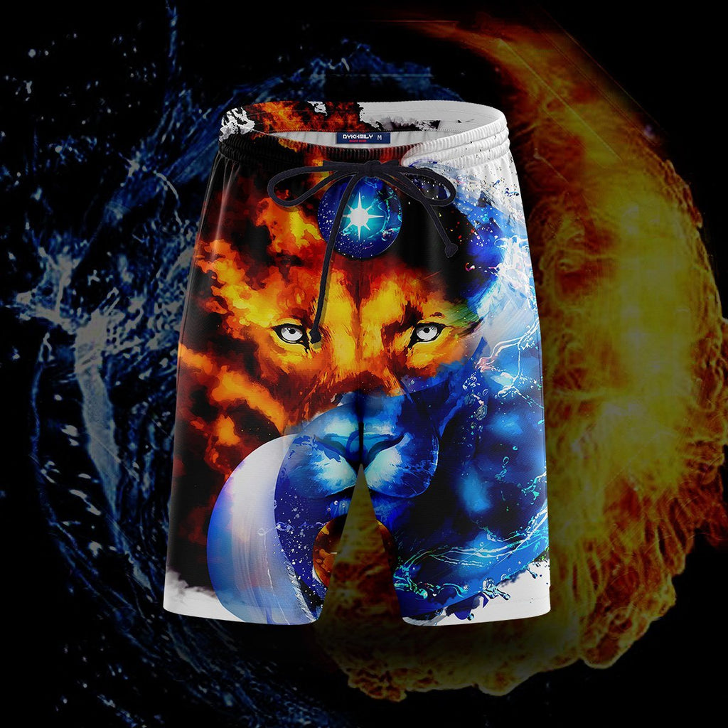 Yin Yang Fire & Ice Lion Beach Shorts S Short
