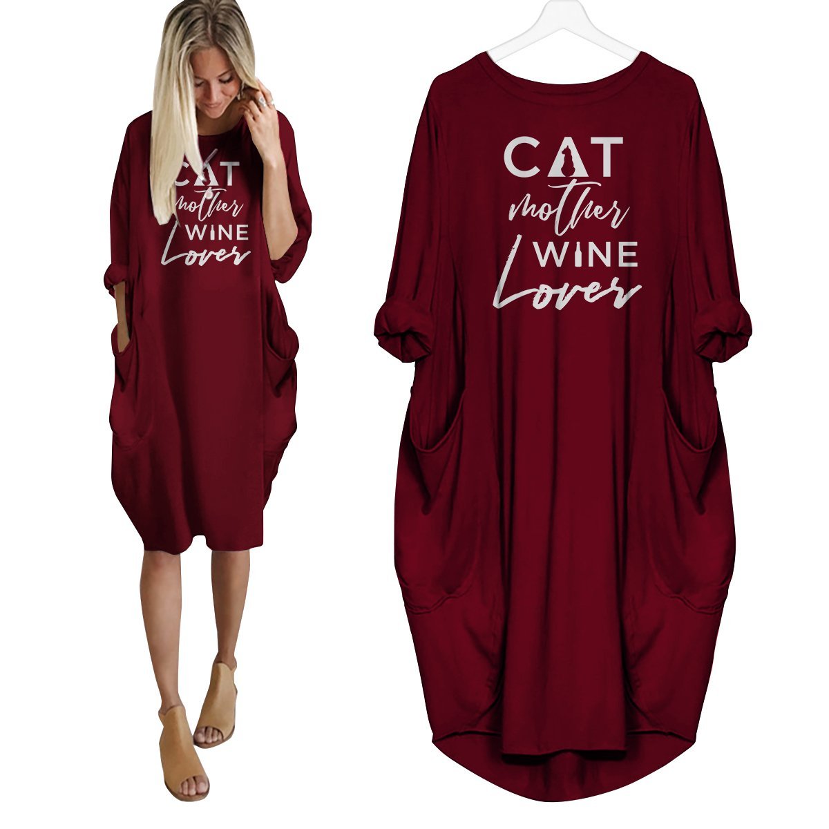 Cat Mother Wine Lover Dress Red / S