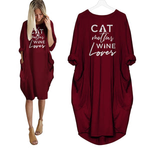 Cat Mother Wine Lover Dress Red / S