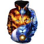 Yin Yang Fire & Ice Lion Unisex Pullover Hoodie