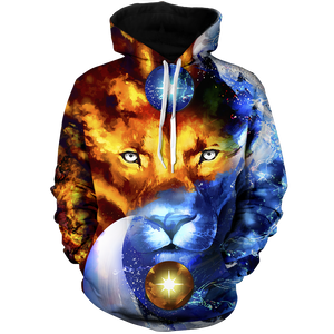 Yin Yang Fire & Ice Lion Unisex Pullover Hoodie