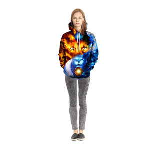 Yin Yang Fire & Ice Lion Unisex Pullover Hoodie