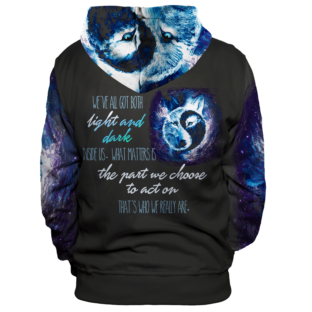 Yin Yang Light & Darkness Wolf Unisex Pullover Hoodie