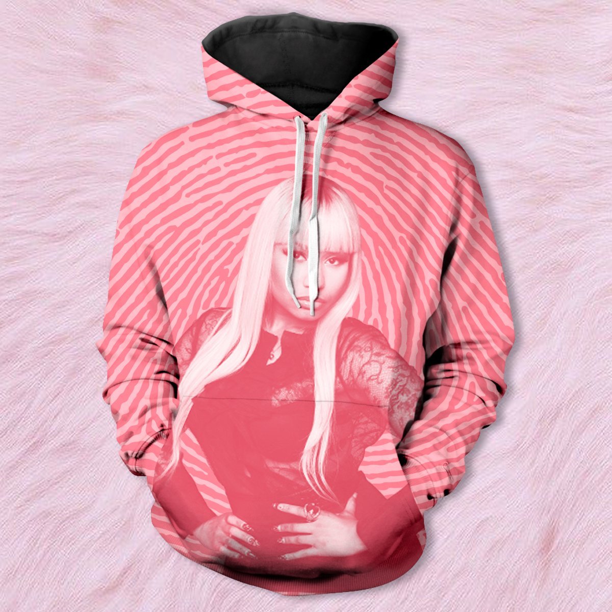 Pink Print Unisex Pullover Hoodie S