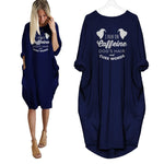 I Run On Caffeine Dogs Hair And Cuss Words Dress Navy Blue / S