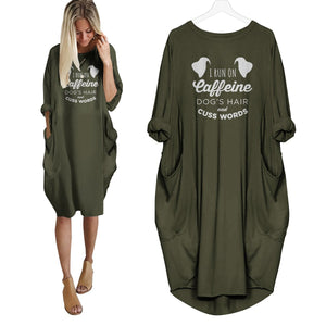 I Run On Caffeine Dogs Hair And Cuss Words Dress Green / S