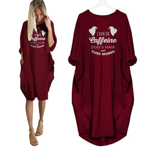 I Run On Caffeine Dogs Hair And Cuss Words Dress Red / S