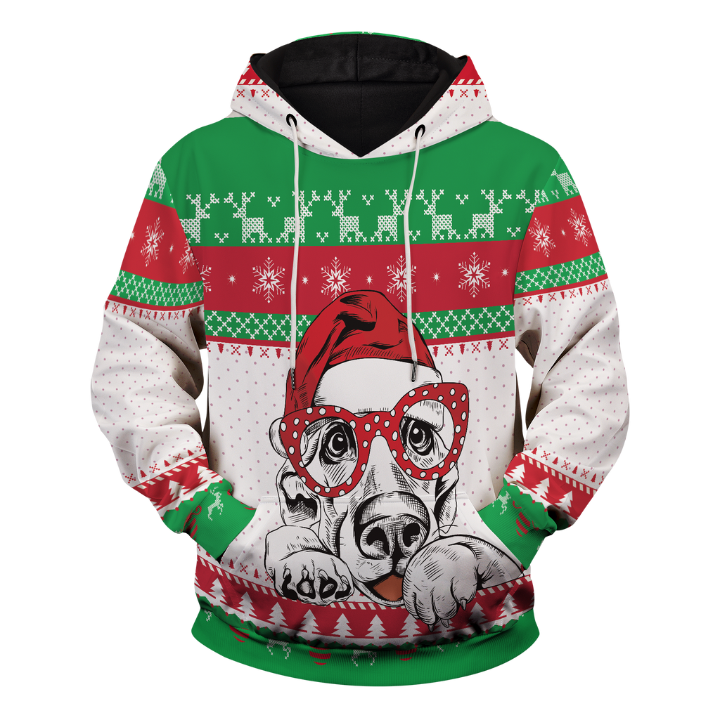 Christmas Dog Face Unisex Pullover Hoodie