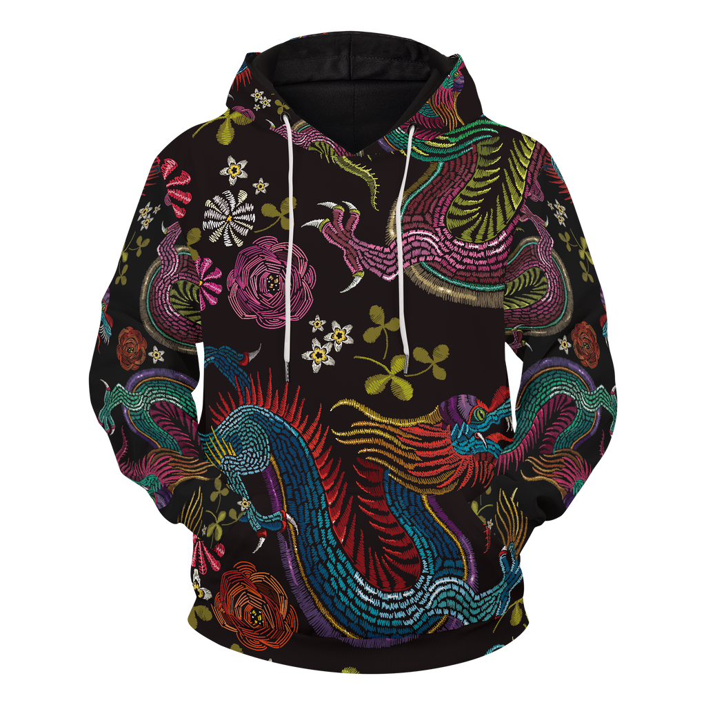 Floral Dragon Unisex Pullover Hoodie