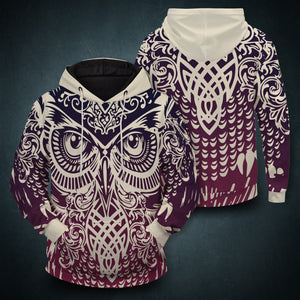 Tribal Owl Unisex Pullover Hoodie S