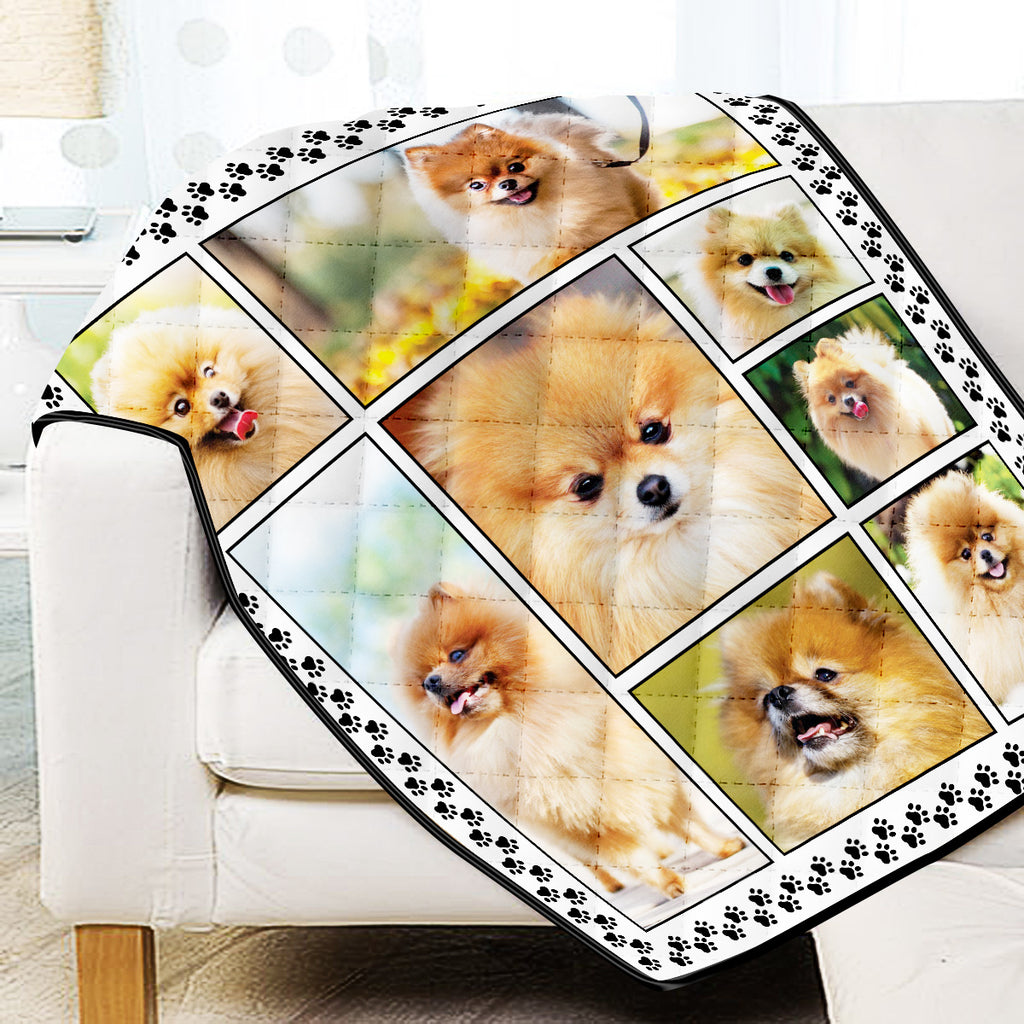 Pomeranian Dog Lovers Quilt Blanket
