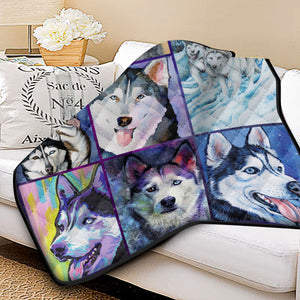 Siberian Husky Dog Lover Quilt Blanket