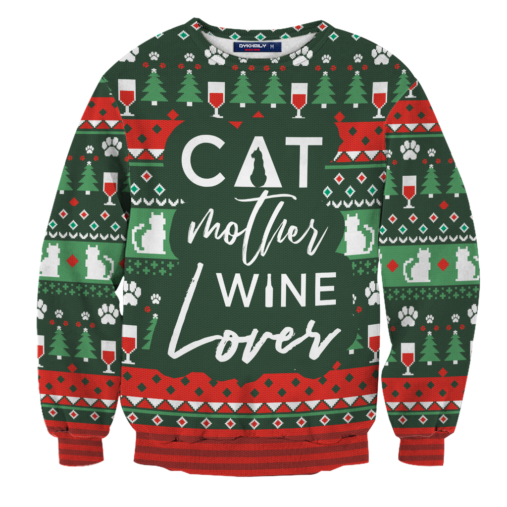 Cat Mother Wine Lover Unisex Sweater