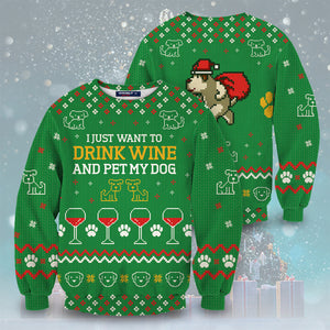 Dog And Wine Christmas Unisex Sweater