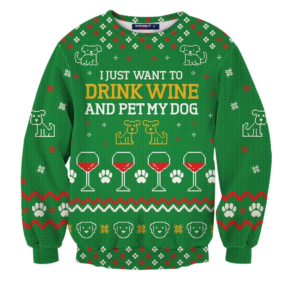 Dog And Wine Christmas Unisex Sweater
