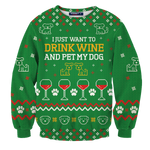 Dog And Wine Christmas Unisex Sweater