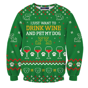 Dog And Wine Christmas Unisex Sweater