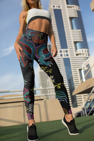 Floral Dragon Unisex Tights