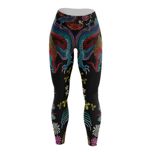 Floral Dragon Unisex Tights