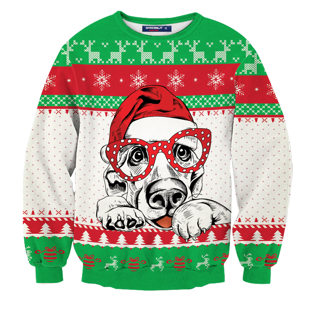 Christmas Dog Face Unisex Sweater
