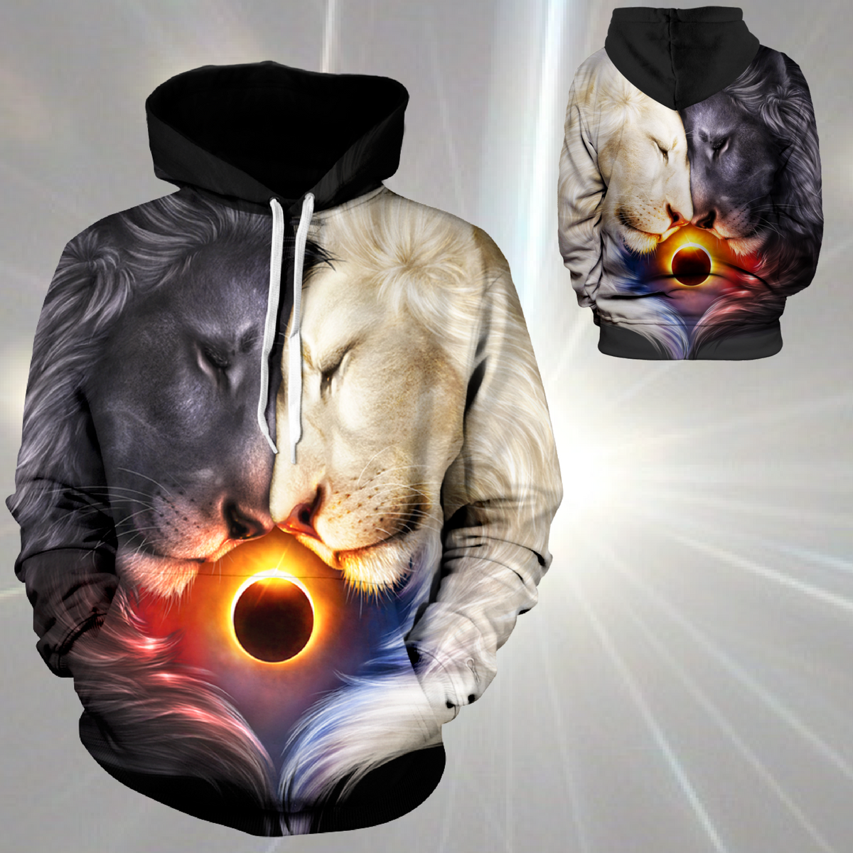 Light & Darkness Lion Unisex Pullover Hoodie M