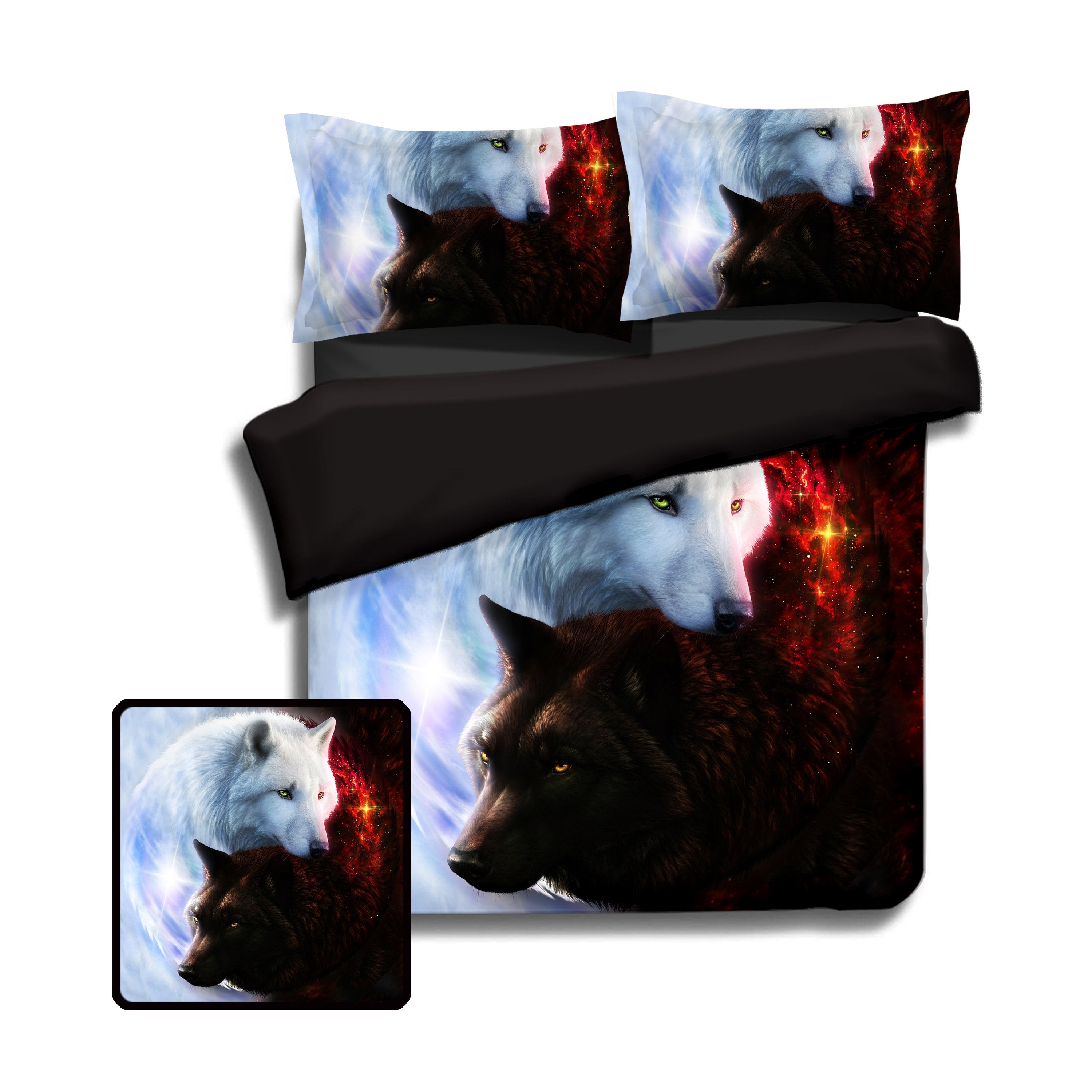 Yin Yang Fire Ice Wolves Bedding Set Beddings