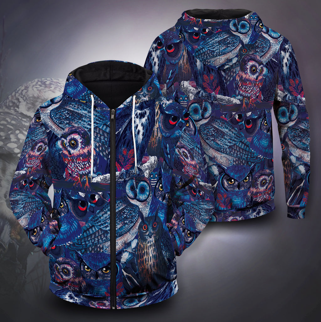 Owl Blues Unisex Zipped Hoodie