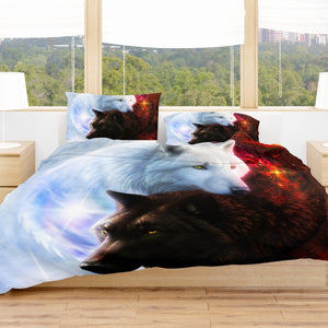 Yin Yang Fire Ice Wolves Bedding Set Beddings