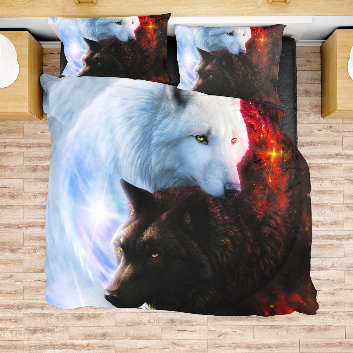 Yin Yang Fire Ice Wolves Bedding Set Beddings