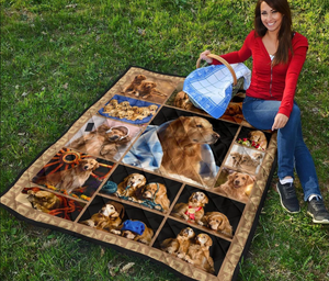 Golden Retriever Dog Quilt Blanket Gift