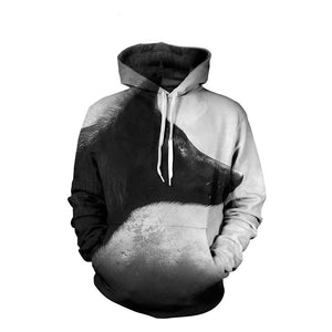 Black White Wolves Unisex Pullover Hoodie M