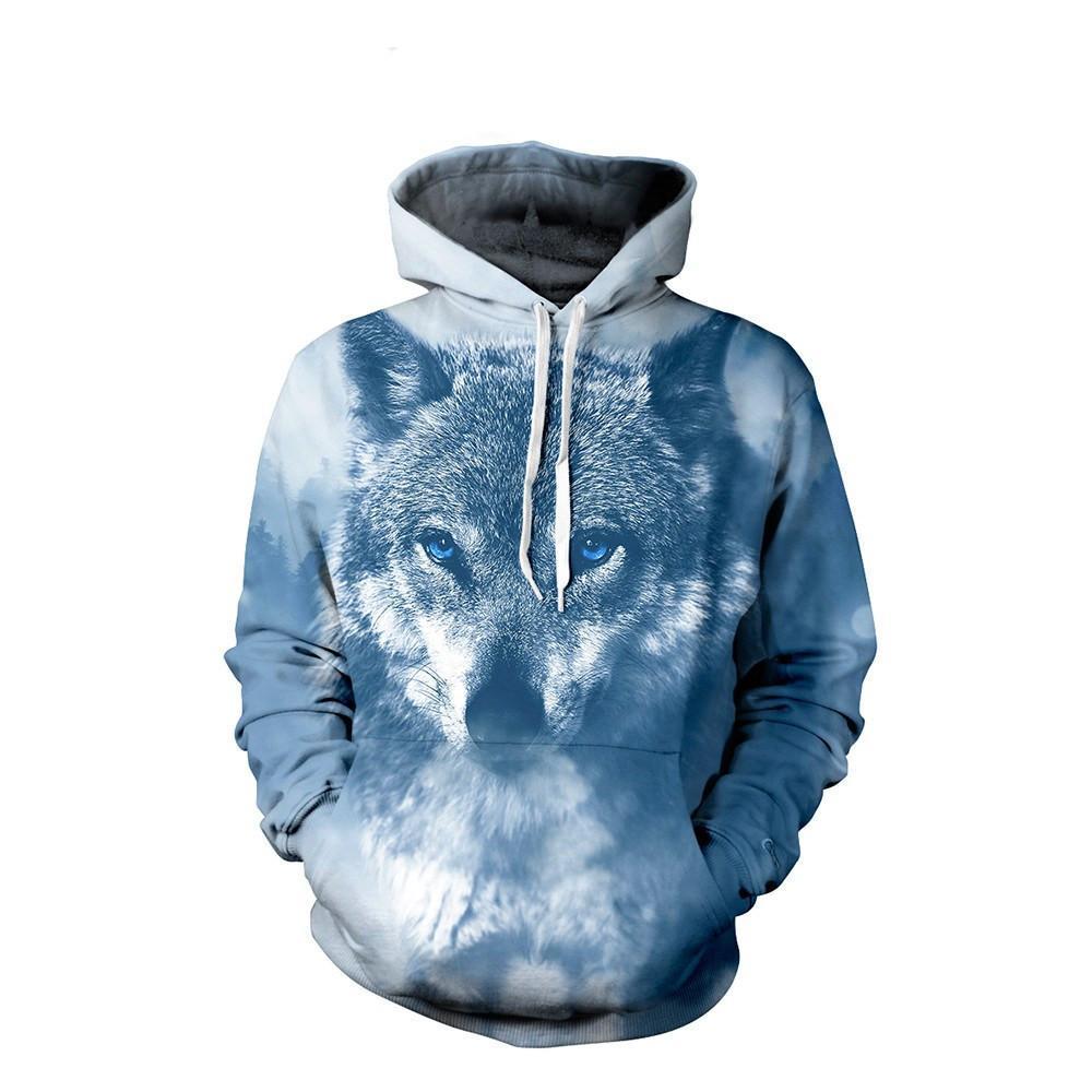 Blue Eyed Wolf Unisex Pullover Hoodie M