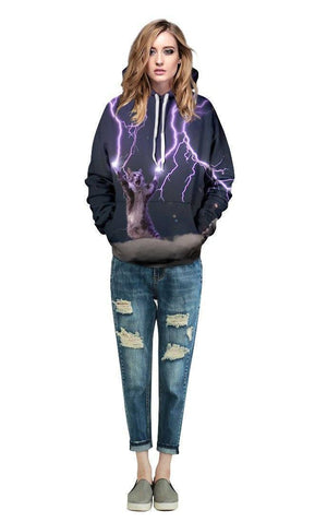 Kitten With Lightning Bolt Unisex Pullover Hoodie