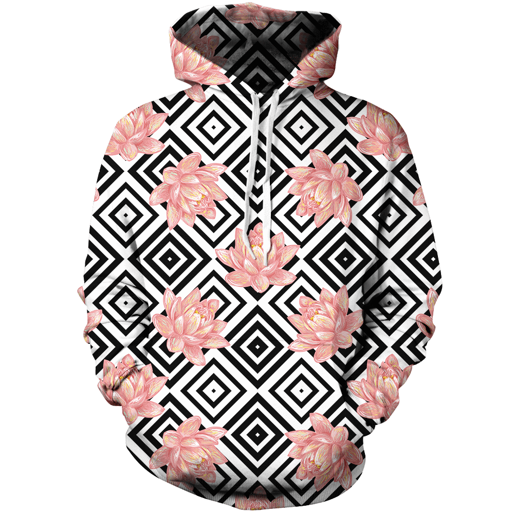 Pink Lotus Unisex Pullover Hoodie M