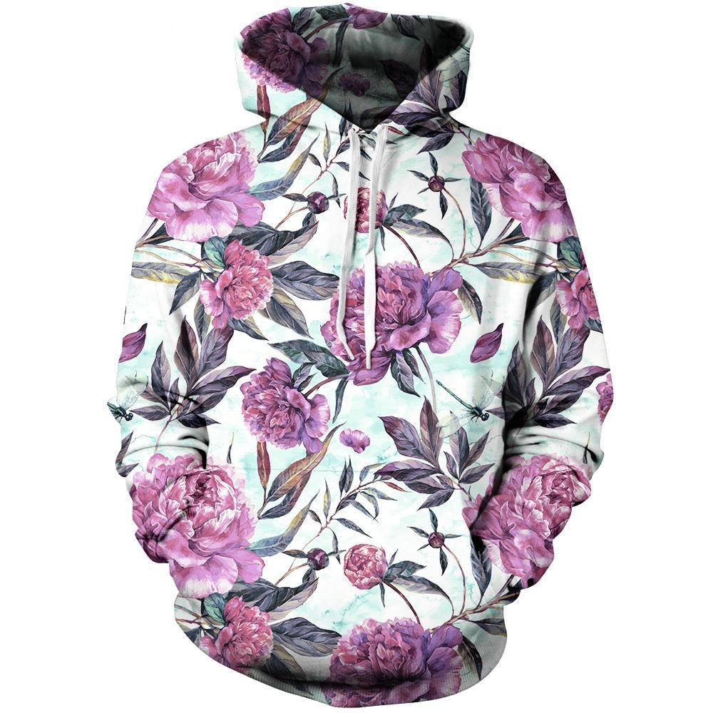 Pink Peonies Unisex Pullover Hoodie M