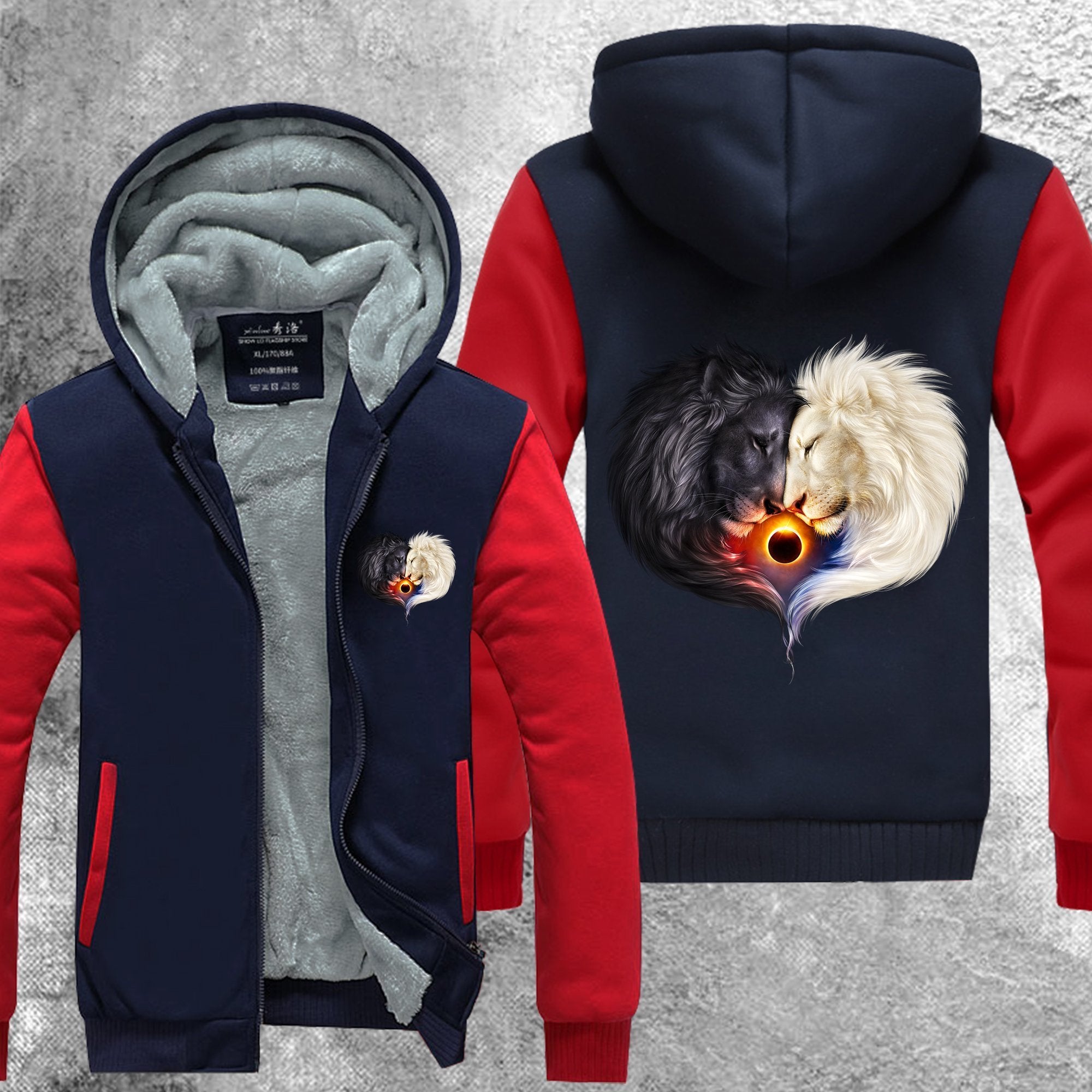 Light & Darkness Lion Fleece Jacket Red / S