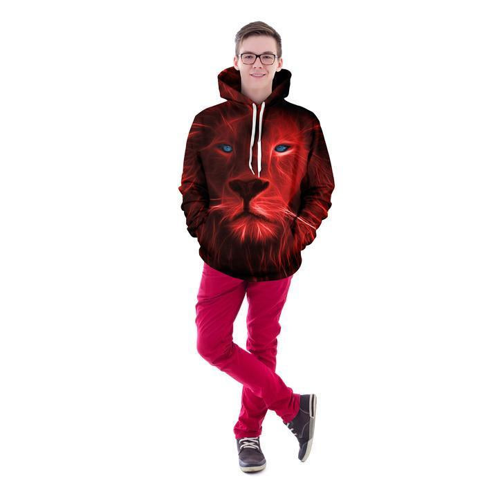 Red Nebula Lion Unisex Pullover Hoodie