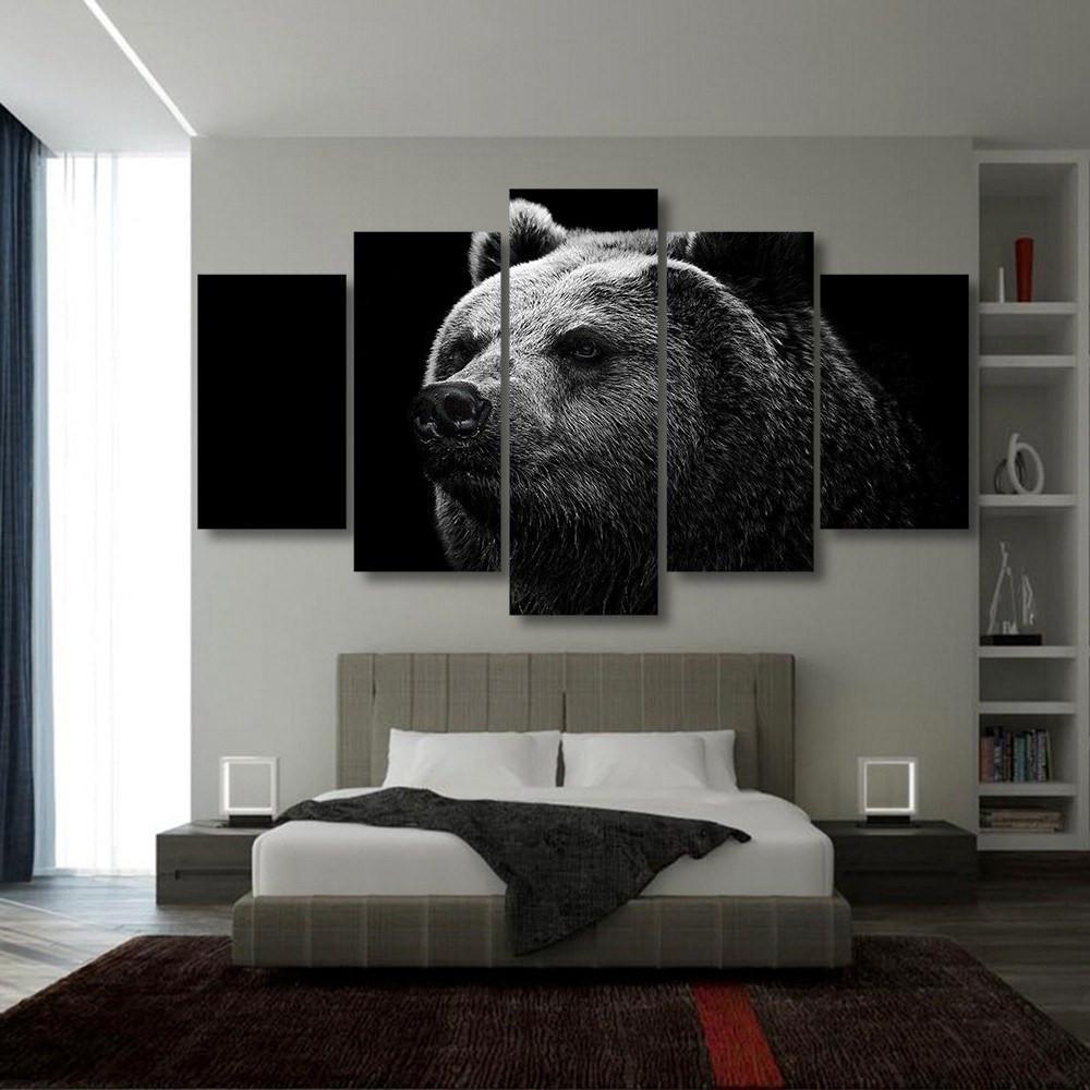 Black Bear 5 Piece Canvas Small / No Frame Wall