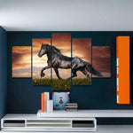 Black Beauty 2 5 Piece Canvas Small / No Frame Wall