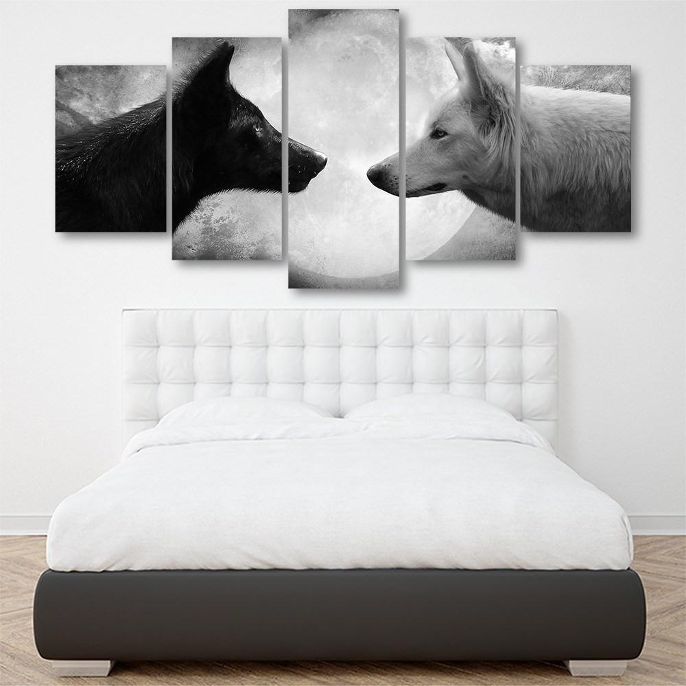 Black & White 5 Piece Canvas Small / No Frame Wall