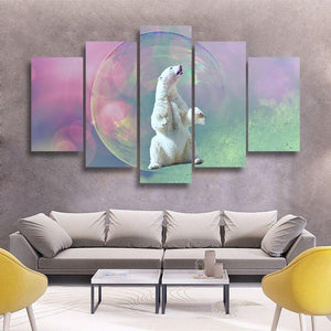 Bubble Soap Bear 5 Piece Canvas Small / No Frame Wall