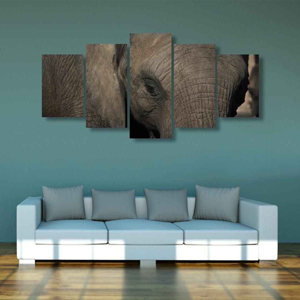 Elephant Face 5 Piece Canvas Small / No Frame Wall