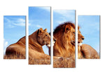 King And Queen Lion 4 Piece Canvas Wall