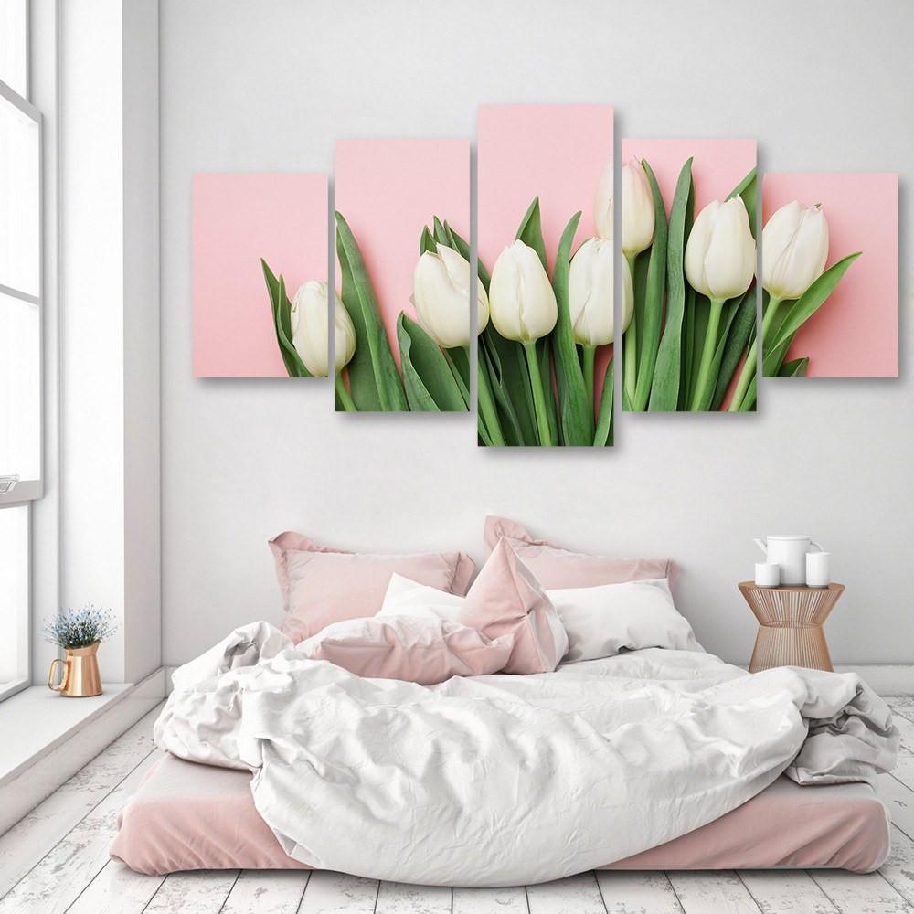 Spring Tulip Flowers 5 Piece Canvas Small / No Frame Wall