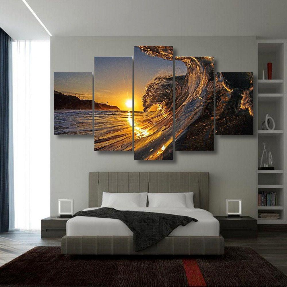 Sunset Wave 5 Piece Canvas Wall