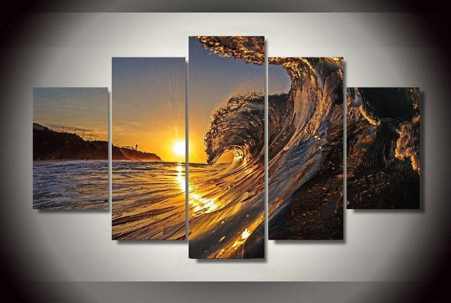 Sunset Wave 5 Piece Canvas Wall