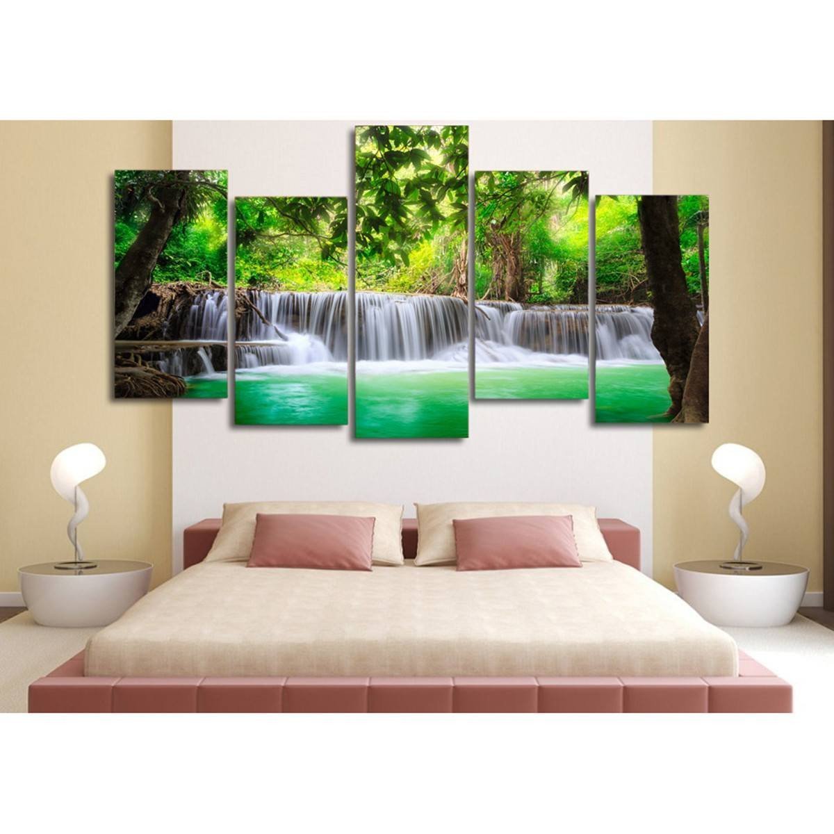 Tropical Waterfalls 5 Piece Canvas Wall